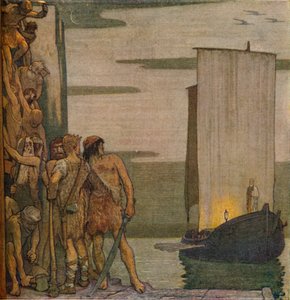 De Landing van Sint Patrick in Ierland, c1912, 1914 door Edward Reginald Frampton