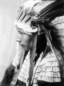Cheyenne meisje, De Dochter van Bad Horse (profiel), c. 1905 door Edward Sheriff Curtis