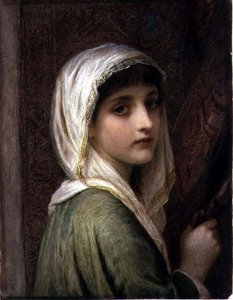 Meisje met een witte en gouden hoofddoek door Edward Tayler