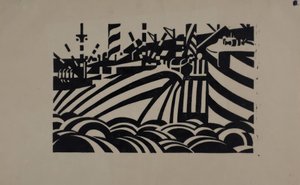 Docks scène door Edward Wadsworth