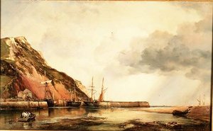 Haven van Axmouth, Devon - Laag water door Edward William Cooke