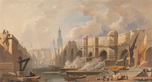 Oude en Nieuwe Londen Brug door Edward William Cooke
