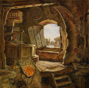 De molen van Rembrandts vader, 1843 door Edward William Cooke