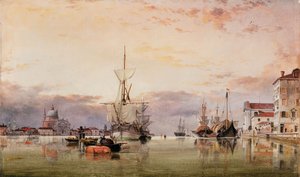 Het Canale della Giudecca met de Redentore op de achtergrond, 1863