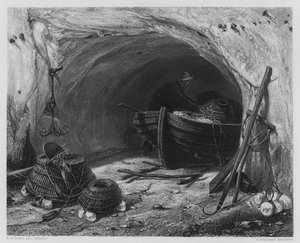 De Vissersgrot, van het schilderij in de Vernon Gallery door Edward William Cooke