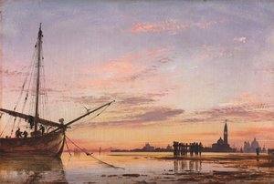 Uitzicht over de lagune, Venetië, zonsondergang, 1850