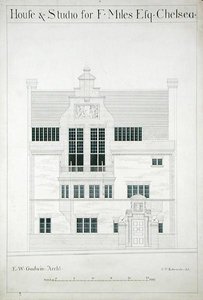 Huis en Studio voor F. Miles Esq, Chelsea, gegraveerd door C.P. Edwards