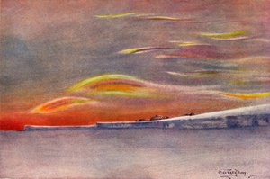 Iridescente wolken: Kijkend naar het noorden vanaf Cape Evans, 1911, 1913 door Charles Edward Wilson