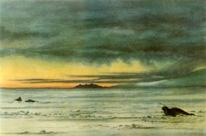 Kijkend naar het noorden in McMurdo Sound door Edward Wilson