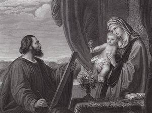 St. Lucas en de Maagd (gravure) door Edward von Steinle