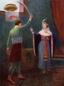 Hij was in grote woede en hield zijn zwaard in zijn hand door Edwin Arthur Norbury