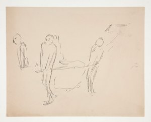 Figurenstudie - twee mannen dragen een brancard