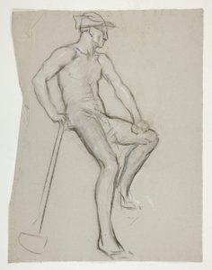 Figurenstudie voor De Geest van Vulcan, Genius van de Arbeiders in IJzer en Staal, capitool rotunda, Harrisburg, Pennsylvania door Edwin Austin Abbey