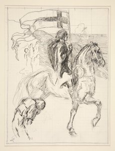Galahad vertrekt, studie voor De zoektocht naar de Heilige Graal (serie van vijftien schilderijen voor de Boston Public Library, voltooid in 1901)