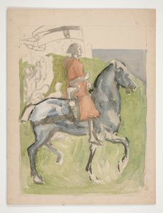 Galahad vertrekt, studie voor The Quest of the Holy Grail (serie van vijftien schilderijen voor de Boston Public Library, voltooid in 1901)