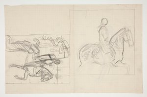 Galahad Vertrekt, studie voor De Zoektocht naar de Heilige Graal (serie van vijftien schilderijen voor de Boston Public Library, voltooid in 1901) door Edwin Austin Abbey