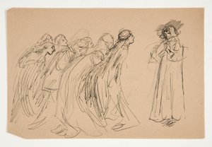 Galahad en de Gevangengenomen Deugden, studie voor De Zoektocht naar de Heilige Graal (serie van vijftien schilderijen voor de Boston Public Library, voltooid in 1901) door Edwin Austin Abbey