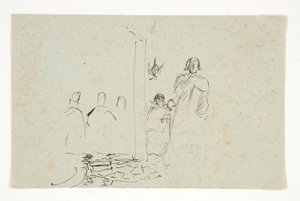 Galahad bij het Kasteel, studie voor De Zoektocht naar de Heilige Graal (serie van vijftien schilderijen voor de Boston Public Library, voltooid in 1901) door Edwin Austin Abbey
