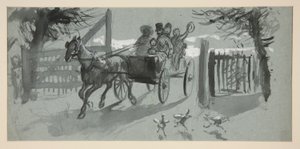 Groep mensen in een open wagen - (ongeïdentificeerde illustratie) door Edwin Austin Abbey
