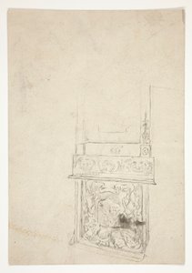 Interieurstudie van schoorsteenmantel door Edwin Austin Abbey