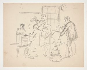 Interieur restaurantscène - onbekende illustratie