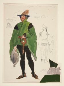 Gevangenbewaarder, kostuumschets voor Henry Irving door Edwin Austin Abbey