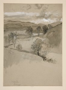 Landschap - Velden door Edwin Austin Abbey