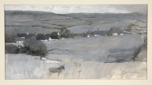 Landschap met koe op de voorgrond door Edwin Austin Abbey