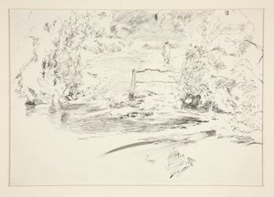 Landschap met figuur door Edwin Austin Abbey