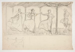 Rij van dansende vrouwen - (niet-geïdentificeerde illustratie) door Edwin Austin Abbey