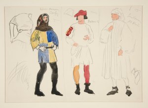 Linnen Kostuum, Bakker Kostuum, Heer: kostuumschets voor Henry Irving door Edwin Austin Abbey