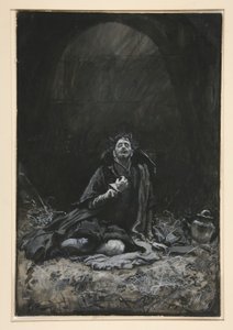 Malvolio in de kerker, illustratie voor Act III, Scene iv, Twelfth Night door Edwin Austin Abbey