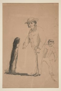 Man en jongen (recto); Hoofden en figuren van Chinezen (verso)
