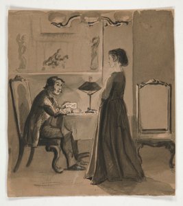Man en vrouw in een interieur (onbekende illustratie) door Edwin Austin Abbey
