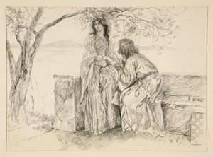 Miranda en Ferdinand, illustratie voor Act V, Scene i, De Storm door Edwin Austin Abbey