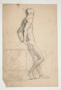 Studie van naakte mannelijke figuur, levenstekening door Edwin Austin Abbey