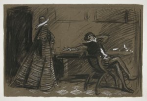 Petruchio plaagt Katharina (studie voor .1058) - Act II, Scene I, Taming of the Shrew