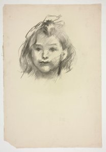 Portret van een meisje (onbekende zitter) door Edwin Austin Abbey