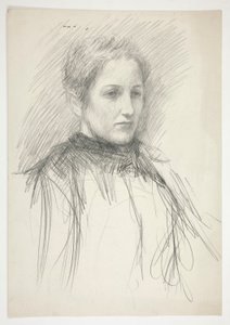 Portret van een jonge mevrouw Abbey (?) door Edwin Austin Abbey