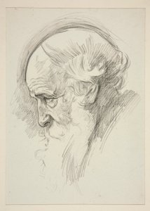 Portret van een oude bebaarde man, in profiel door Edwin Austin Abbey
