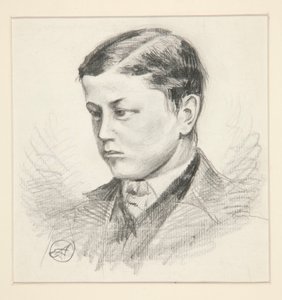 Portret van een niet-geïdentificeerde jonge jongen door Edwin Austin Abbey