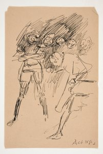 Voorlopige schets voor Act IV, Scene III, All door Edwin Austin Abbey
