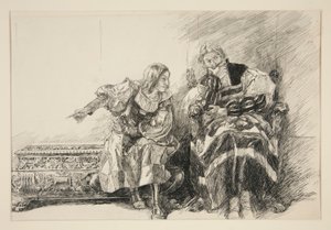 Proteus en de Hertog, uit Act III, Scene i, Twee Heren van Verona door Edwin Austin Abbey