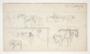 Blad met schetsen door Edwin Austin Abbey