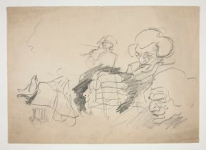 Blad met schetsen door Edwin Austin Abbey