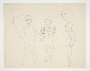Blad met schetsen van figuren