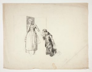 Schets voor Oliver Goldsmith door Edwin Austin Abbey