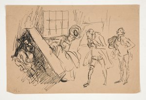 Schets voor School voor Schandaal, illustratie voor Scribner door Edwin Austin Abbey