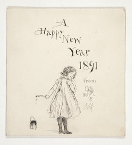 Schets voor een wenskaart: Een Gelukkig Nieuwjaar 1891 van M.G.A. en E.A.A.