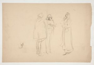 Schets van Drie Mannen, uit Koopman van Venetië door Edwin Austin Abbey